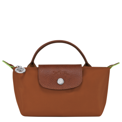 Le Pliage Green Pouch with handle, Cognac