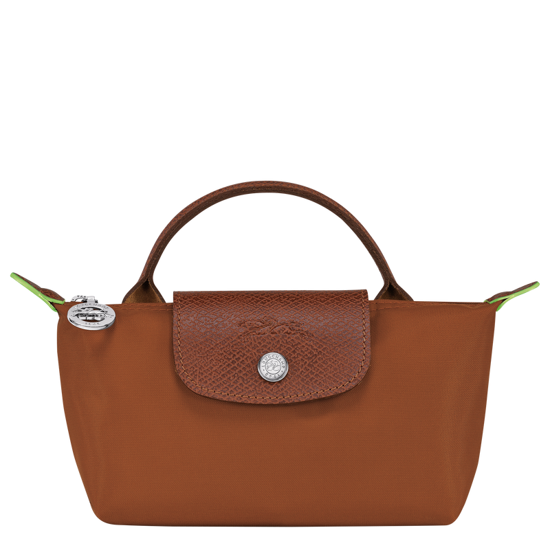 Le Pliage Green Pouch with handle , Cognac - Recycled canvas  - View 1 of  6