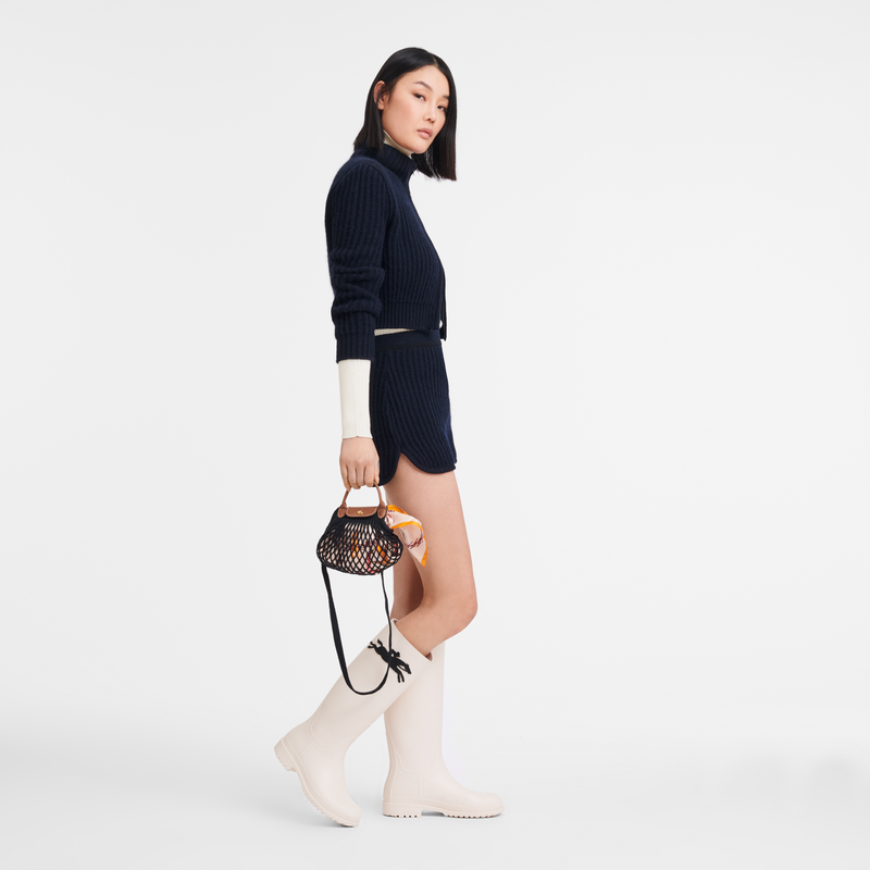 Longchamp Leather-Cotton Le Pliage Filet Tote Bag