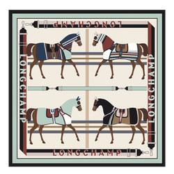 Paddock Longchamp Silk scarf 70 , Ecru - OTHER