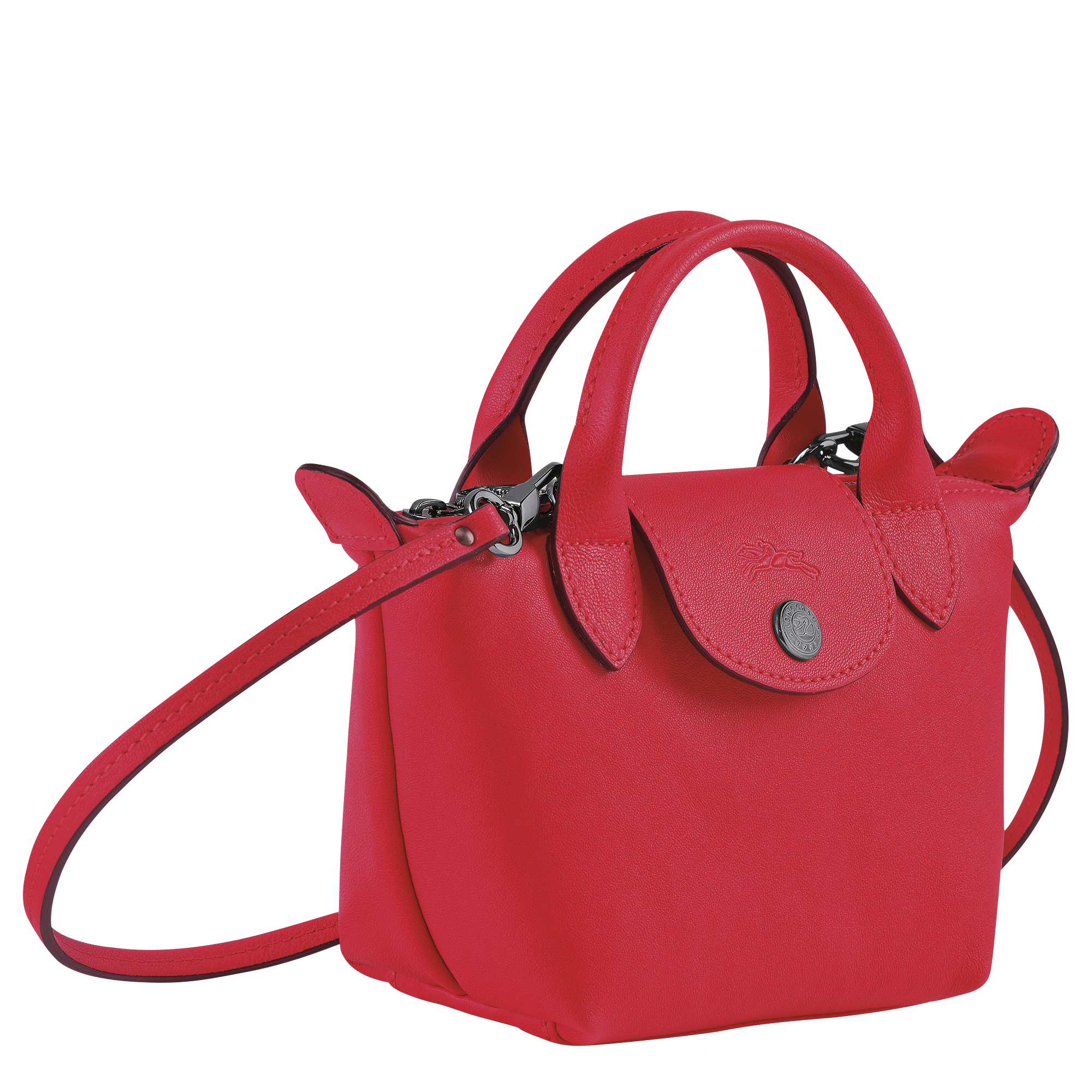 longchamp le pliage cuir red