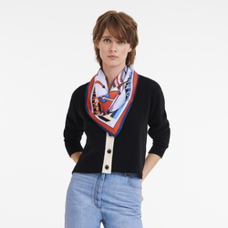 Paddock Longchamp Silk scarf 70 , Sky Blue - OTHER