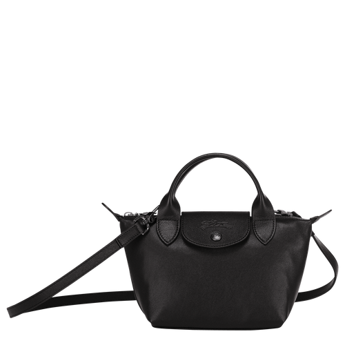 Le Pliage Cuir Top handle bag XS, Black