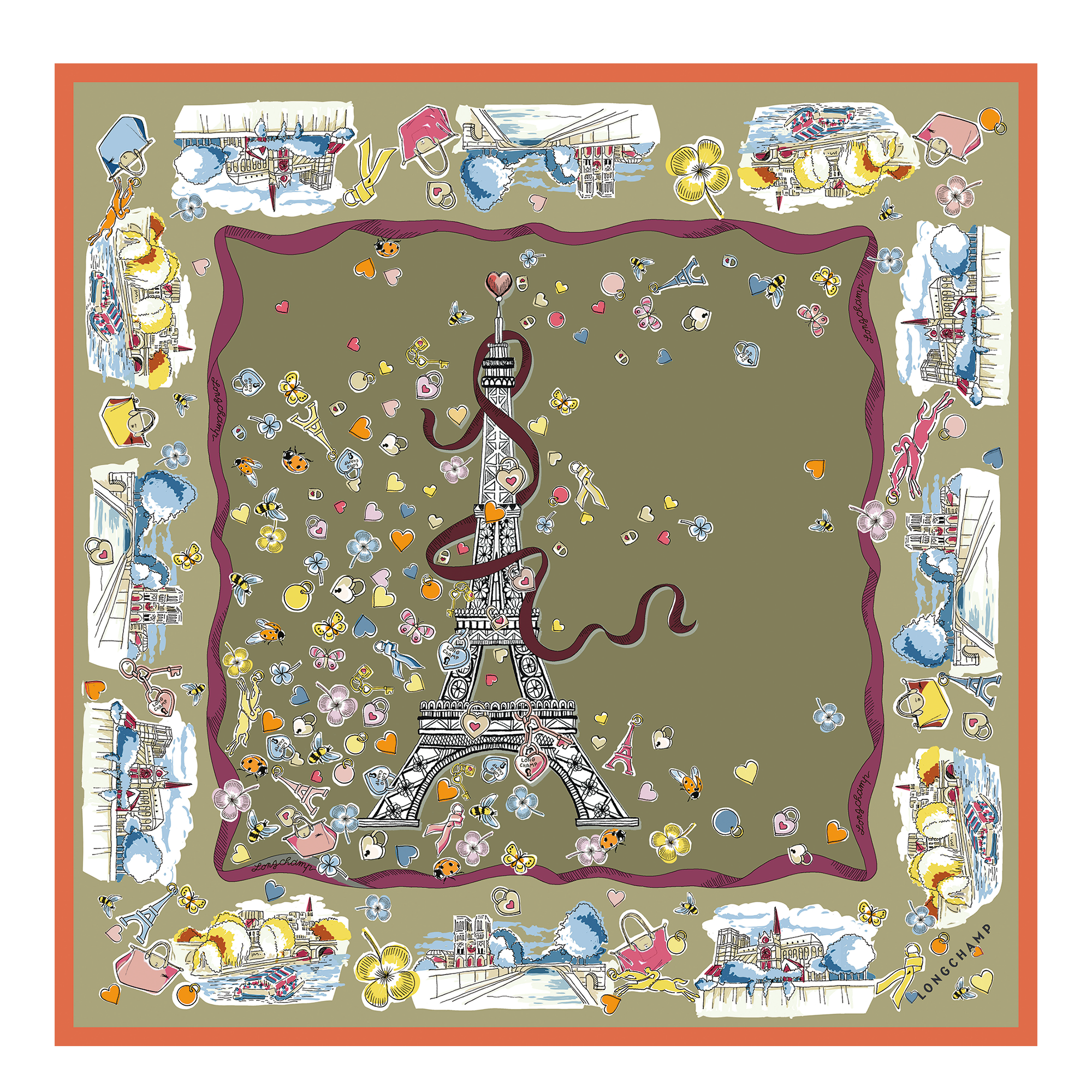 Silk scarf 50, Artichoke - View 1 of
2 - zoom in Equestrian Tower Silk scarf 50, Artichoke