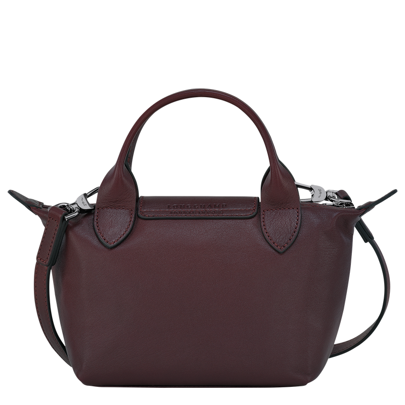 Le Pliage Cuir Top handle bag XS, Burgundy