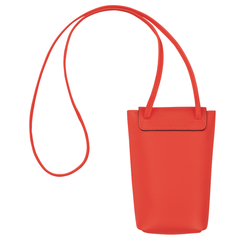 Mobiltelefon-Etui mit Lederbändchen Le Pliage Xtra , Leder - Orange  - Ansicht 4 von 4