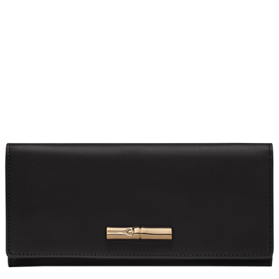 Portefeuille long à rabat Le Roseau , Cuir - Noir