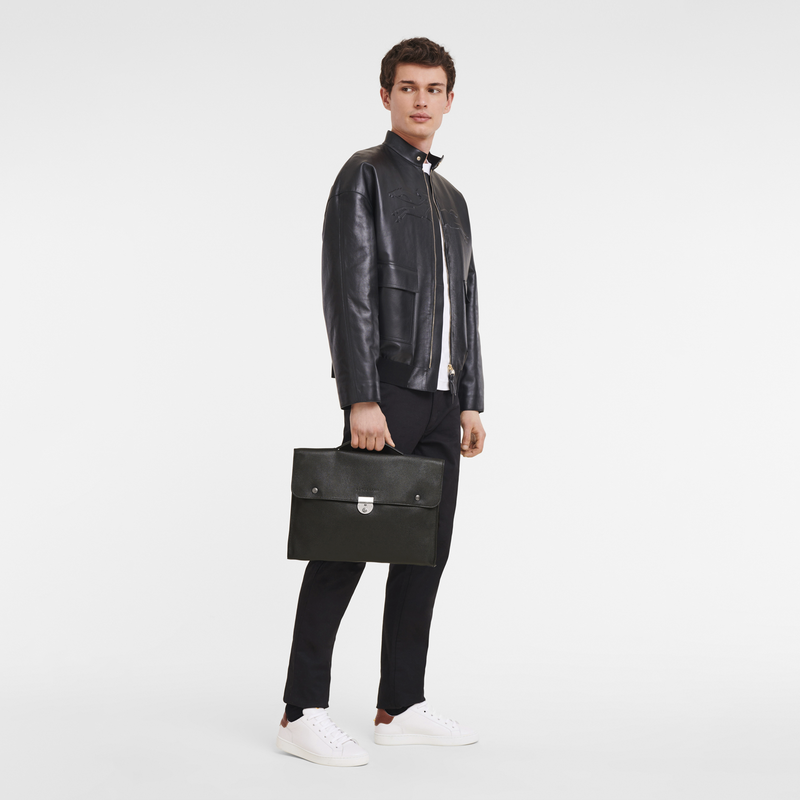 Le Foulonné S Briefcase , Black - Leather  - View 2 of  5