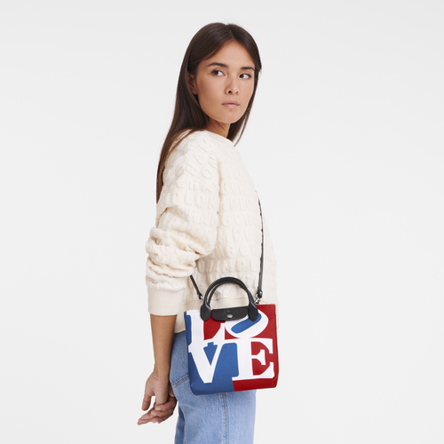 Borsa a tracolla XS Longchamp x Robert Indiana , Tela - Bianco - View 2 of  4