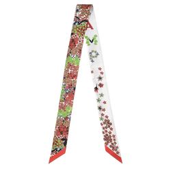花卉項鍊 絲質緞帶 , 紅椒色 - 真絲