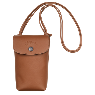 Le Pliage Xtra Mobiltelefon-Etui mit Lederbändchen, Cognac