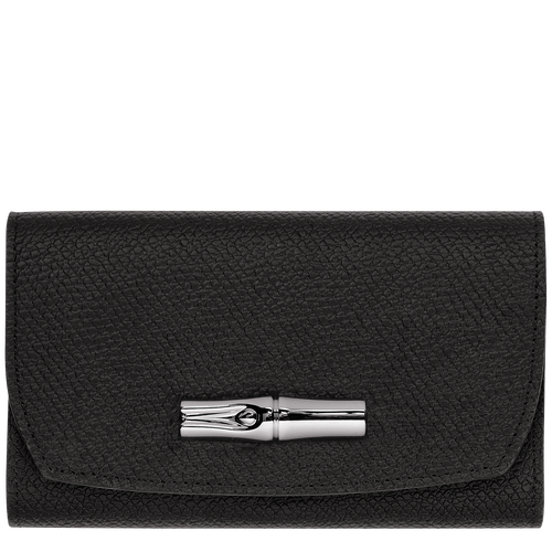 Roseau Wallet Black Leather Longchamp US