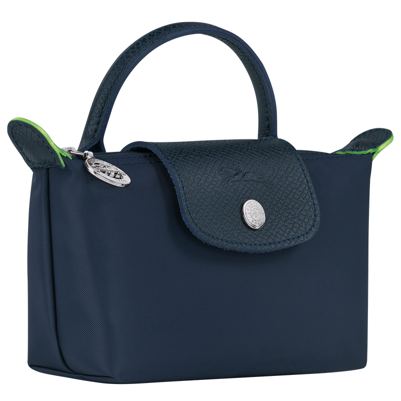 Le Pliage Green Pouch with handle , Navy - Recycled canvas  - View 3 of 5