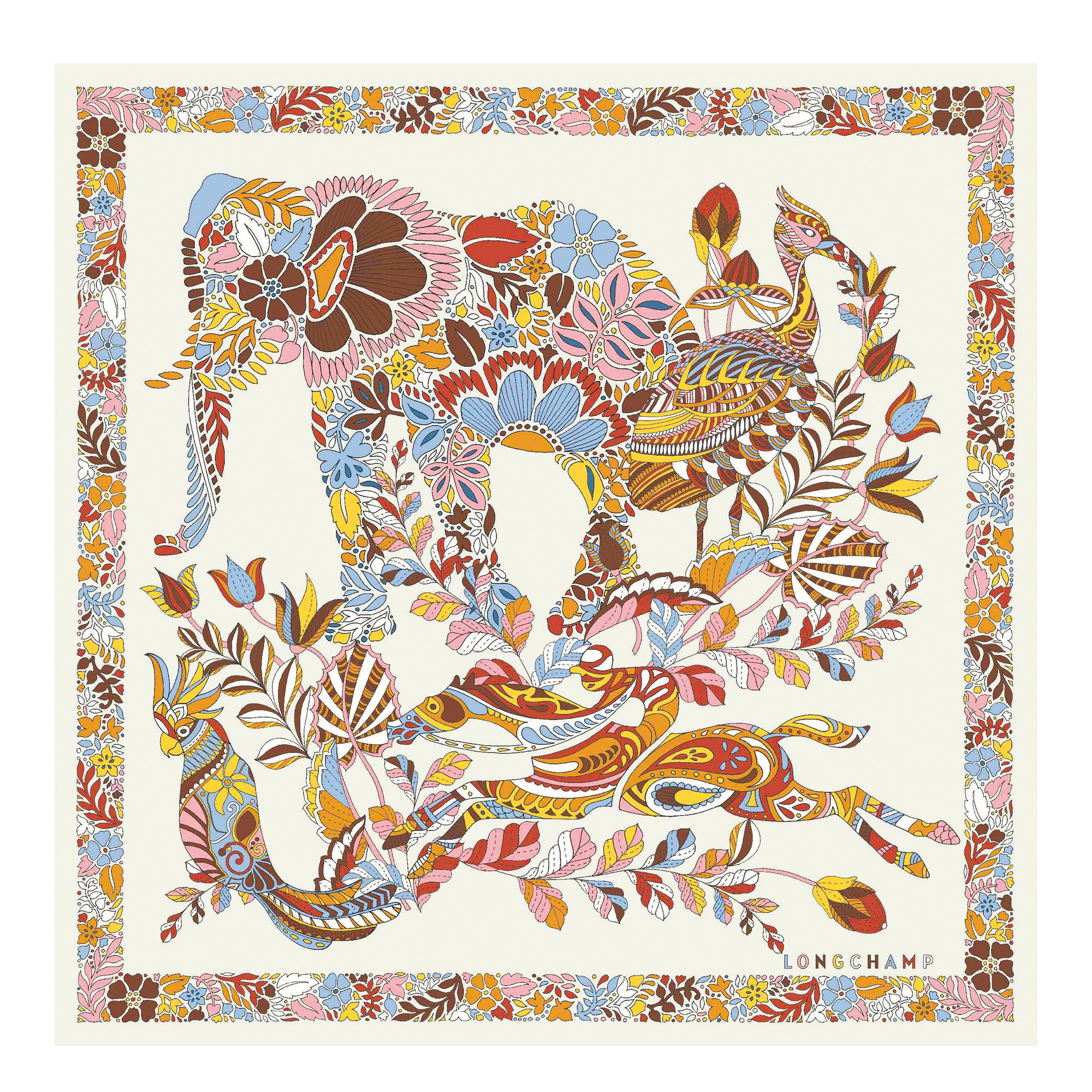 Silk scarf 50, Apricot - View 1 of
2 - zoom in Forêt Longchamp Silk scarf 50, Apricot