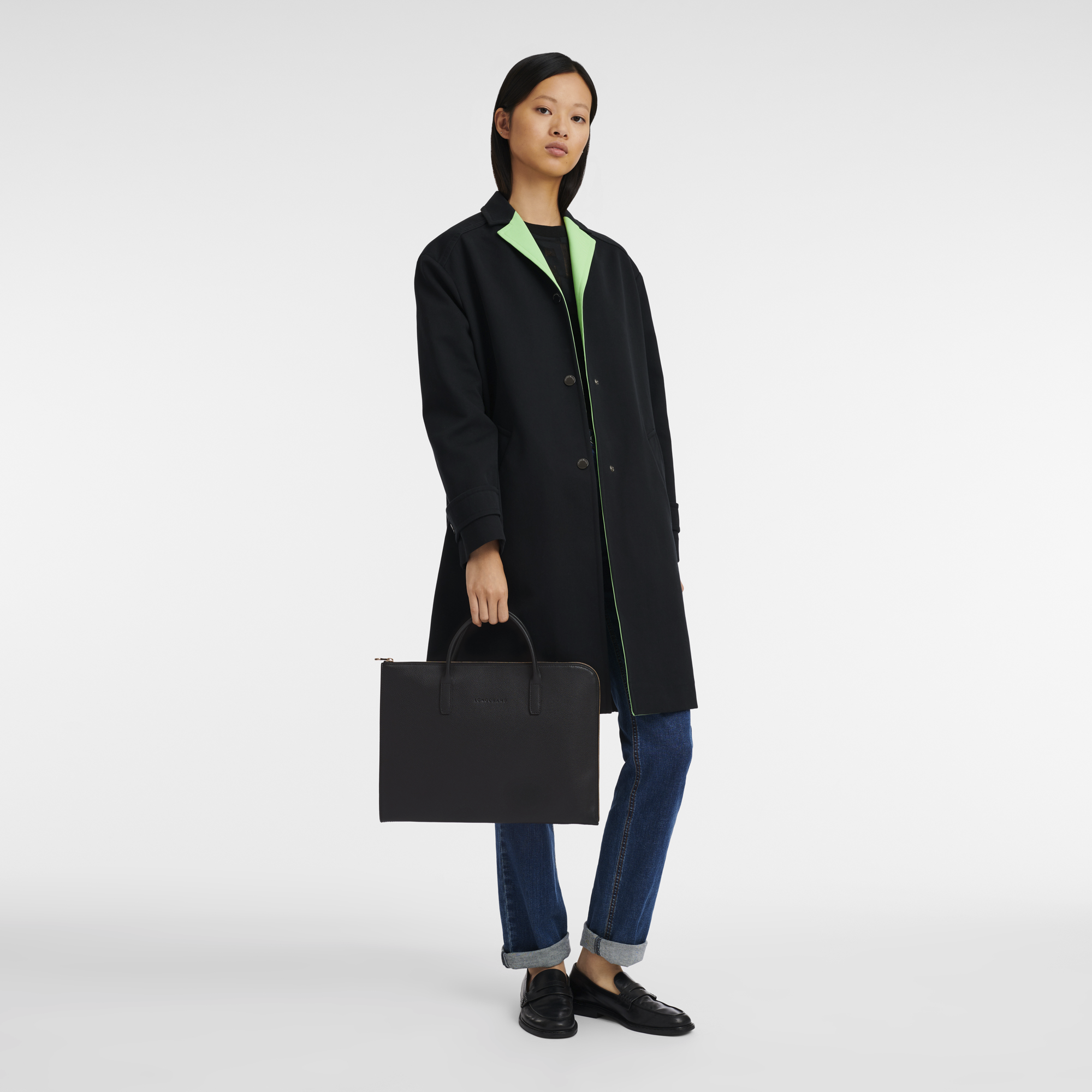 Le Foulonné Briefcase S, Black