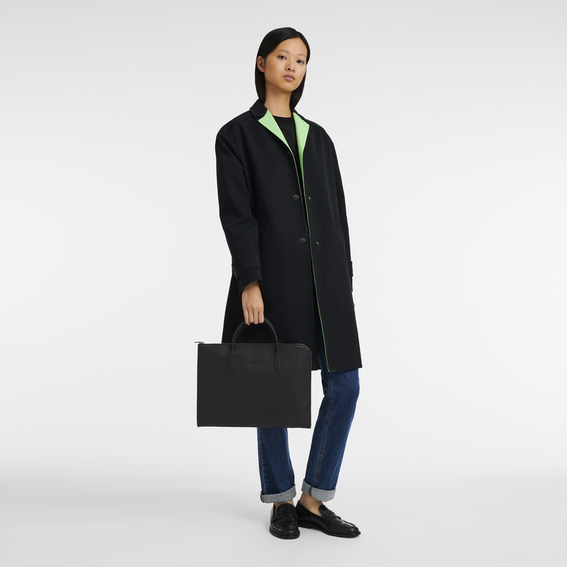 Le Foulonné S Briefcase , Black - Leather  - View 2 of  5
