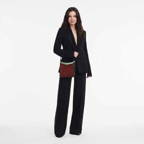 Le Foulonné S Crossbody bag , Mahogany - Leather - View 2 of 4