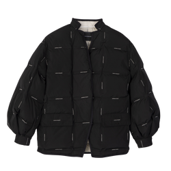 Jacket , Black - Quilted techno-taffeta