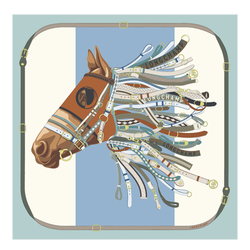 Tête de cheval Silk scarf 90 , Vervain - Silk