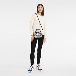 Le Pliage LGP 手提包 XS , 黑/白色 - 帆布