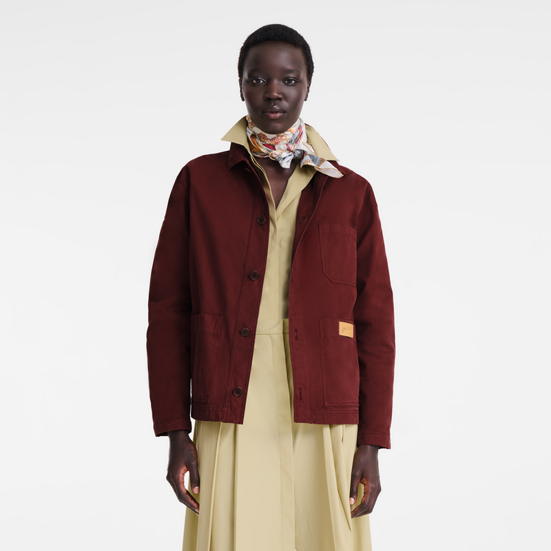 Chaqueta , Algod&oacute;n sobrete&ntilde;ido - Burdeos  - Vista 4 de 5