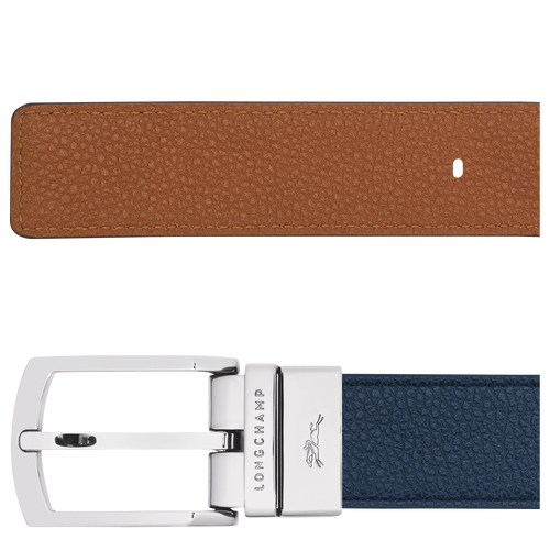 Le Foulonné Men's belt , Navy/Caramel - Leather - View 2 of 4