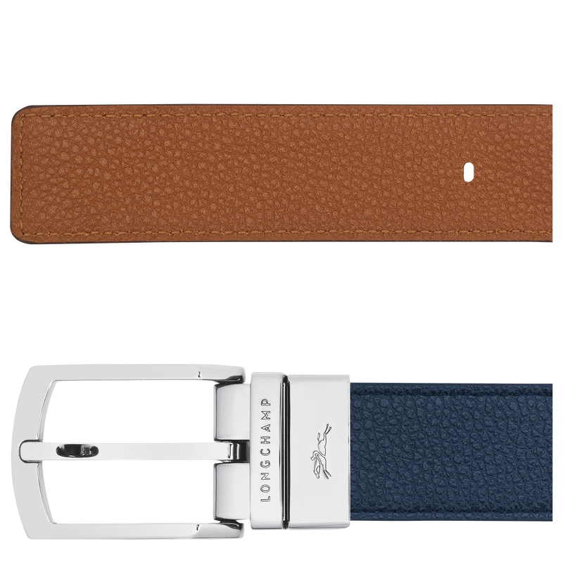 Le Foulonné Men's belt , Navy/Caramel - Leather  - View 2 of  4