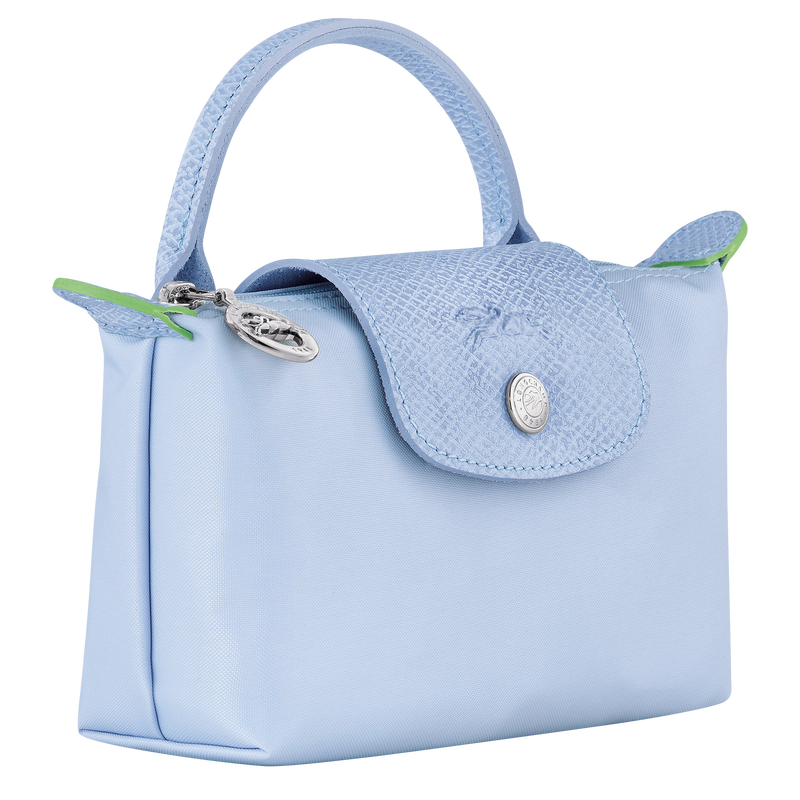Le Pliage Green Pouch with handle , Sky Blue - Recycled canvas  - View 3 of 5