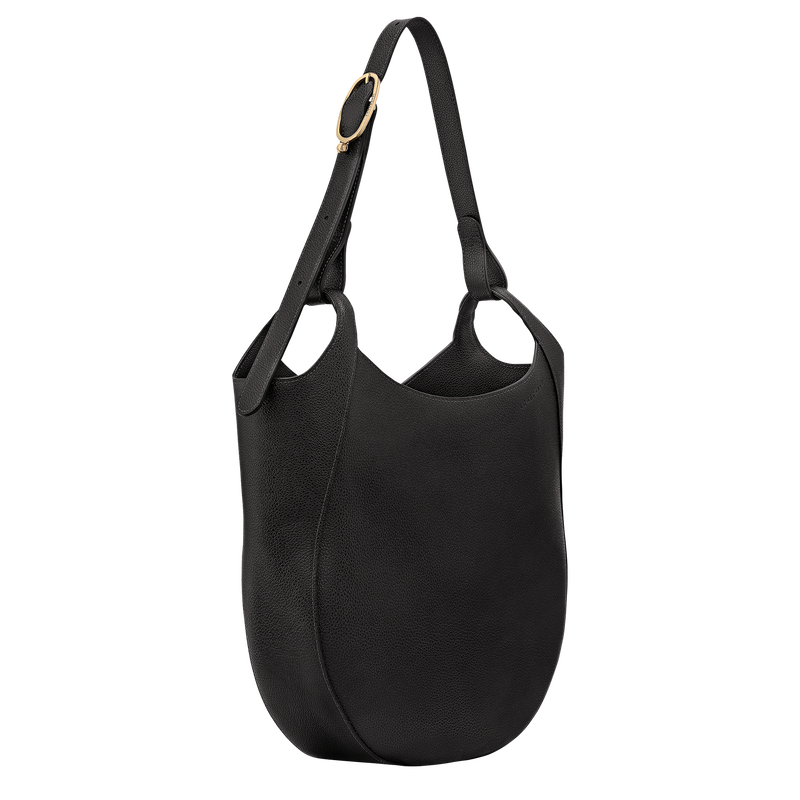 Le Foulonn&eacute; L Hobo bag , Black - Leather  - View 3 of  6