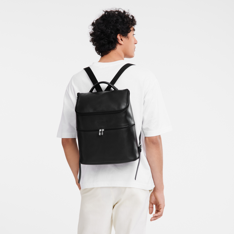 Le Foulonn&eacute; Backpack , Black - Leather  - View 2 of  5
