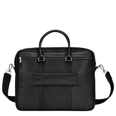Porte documents M Le Foulonne Cuir Noir Longchamp FR
