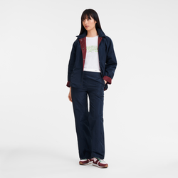 Straight pants with patch , Navy - Technical taffeta