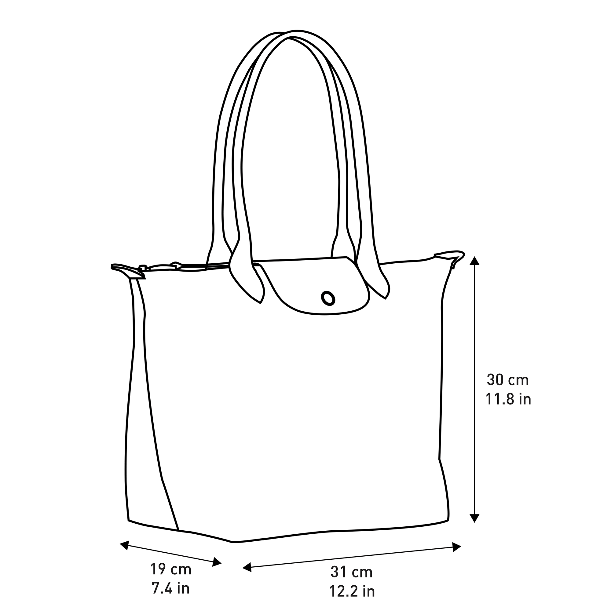 longchamp bag dimensions cm