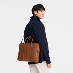 Le Foulonné S Briefcase , Caramel - Leather