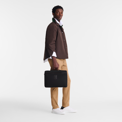Boxford S Briefcase , Black - Recycled canvas