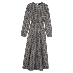 Dress , Grey - Printed poplin