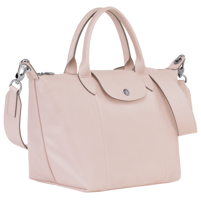 Le Pliage Cuir Top handle bag S, Pale pink