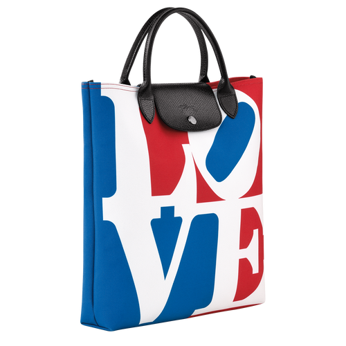 Sac à main L Longchamp x Robert Indiana , Toile - Blanc - Vue 3 de 4