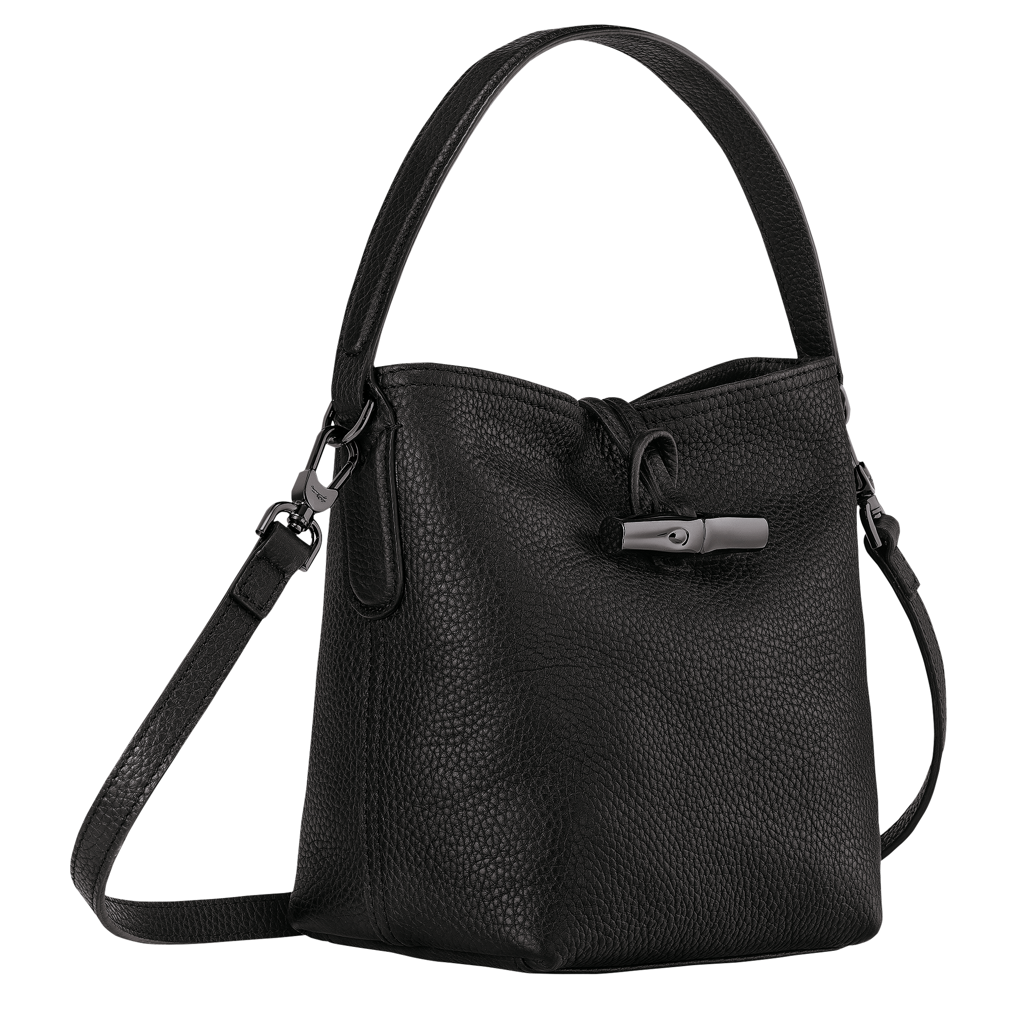 Longchamp Roseau Essential Medium Leather Shoulder Tote Black