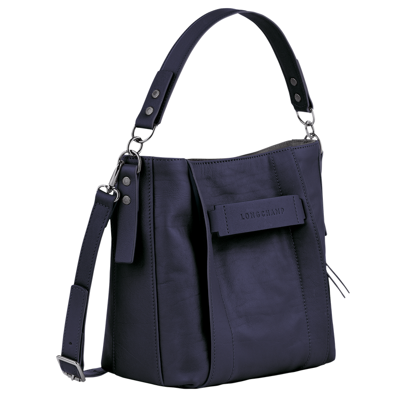 Sac bandoulière S Longchamp 3D , Cuir - Myrtille  - Vue 3 de 5