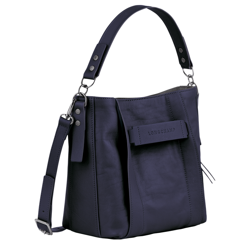 Longchamp 3D 斜背袋 S , 藍莓色 - 皮革  - 查看 3 5
