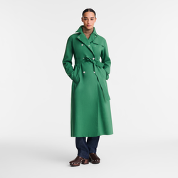 Trench coat , British Green - Water-repellent technical canvas