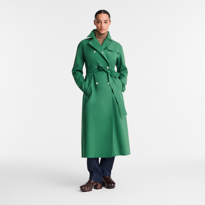 Trench coat , British Green - Water-repellent technical canvas
