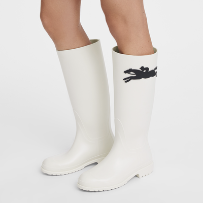 Flache Stiefel Cheval Longchamp , PVC - Elfenbein