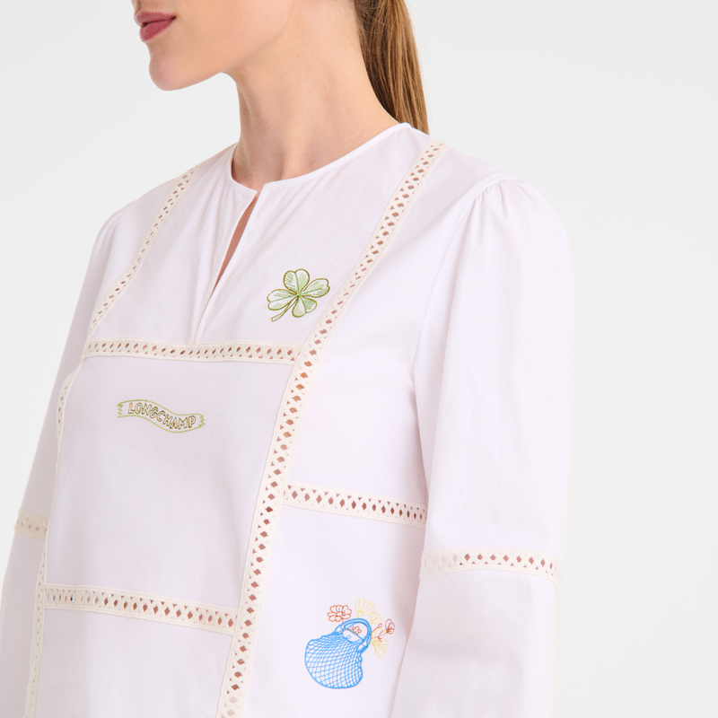 Blouse , White - Poplin embroidered  - View 5 of  5