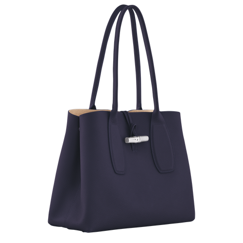 Le Roseau L Tote bag , Bilberry - Leather - View 3 of  4