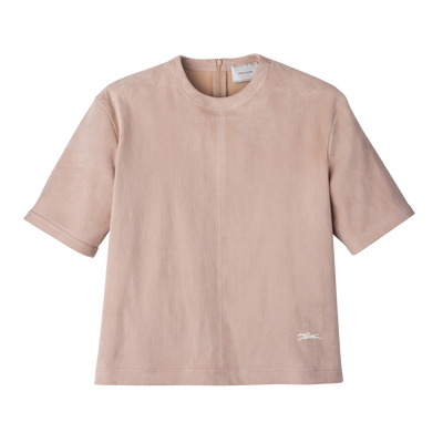 Short leather top , Pink - Leather