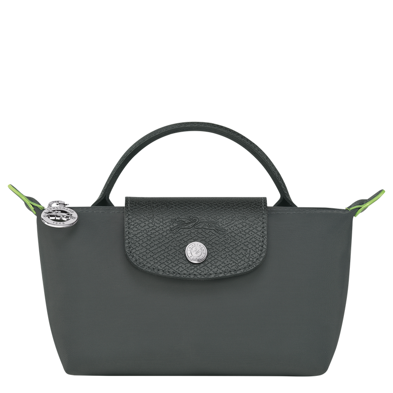 Le Pliage Green Pouch with handle , Graphite - Recycled canvas  - View 1 of 6