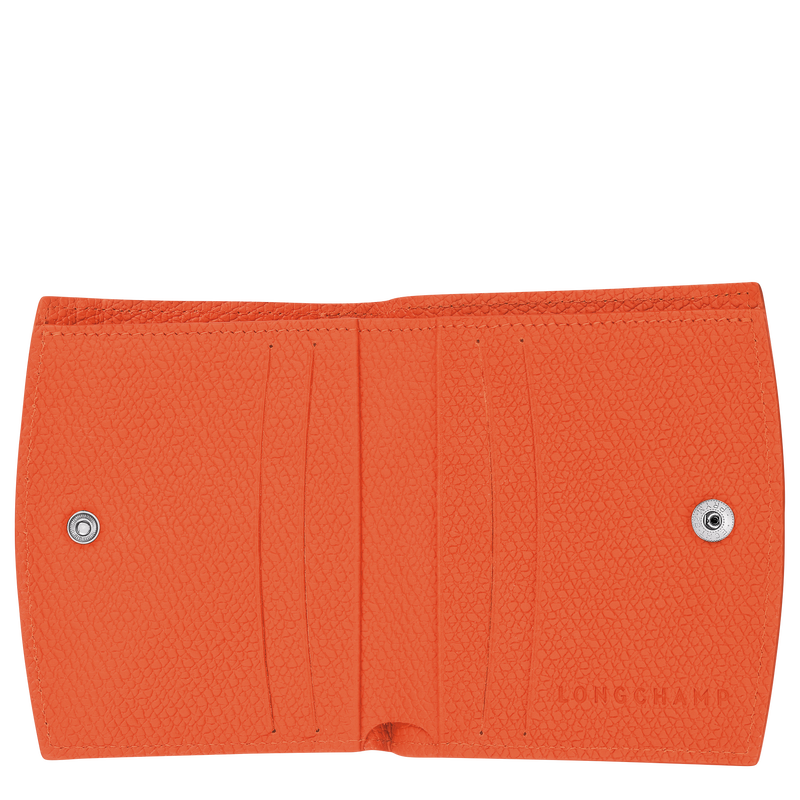 Le Roseau Wallet , Orange - Leather  - View 3 of  4
