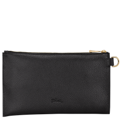Longchamp Le Foulonne leather clutch pouch Black Preowned with lock